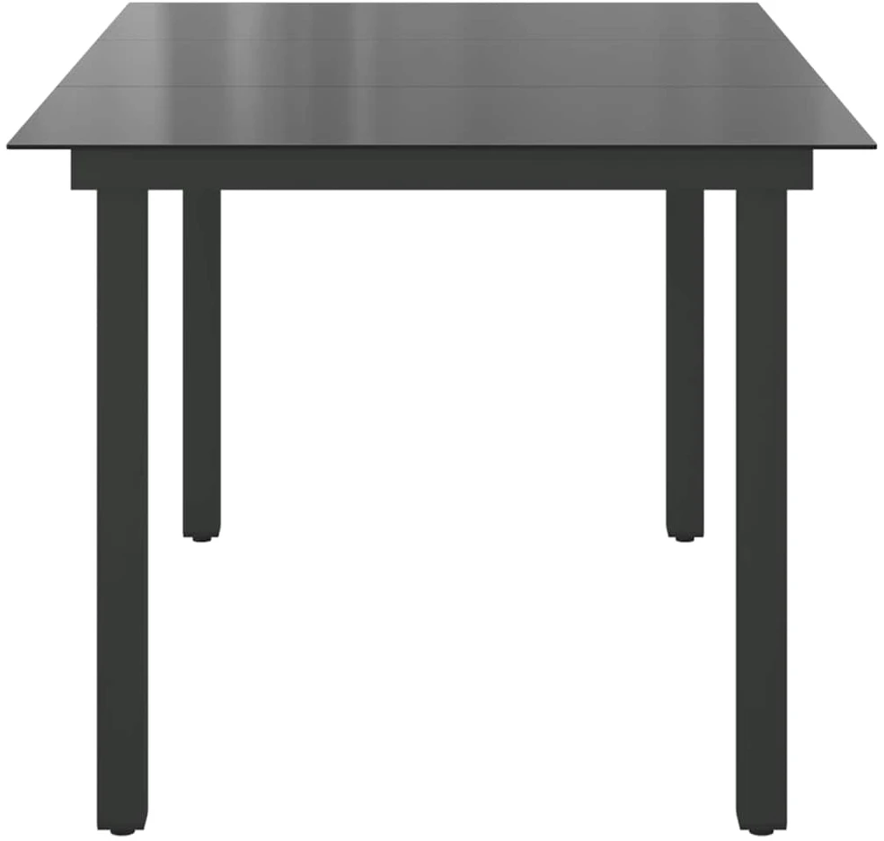 Sodo stalas, juodas, 150x90x74cm, aliuminis ir stiklas