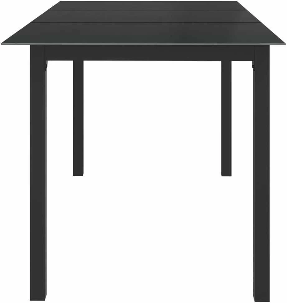 Sodo stalas, juodas, 150x90x74cm, aliuminis ir stiklas