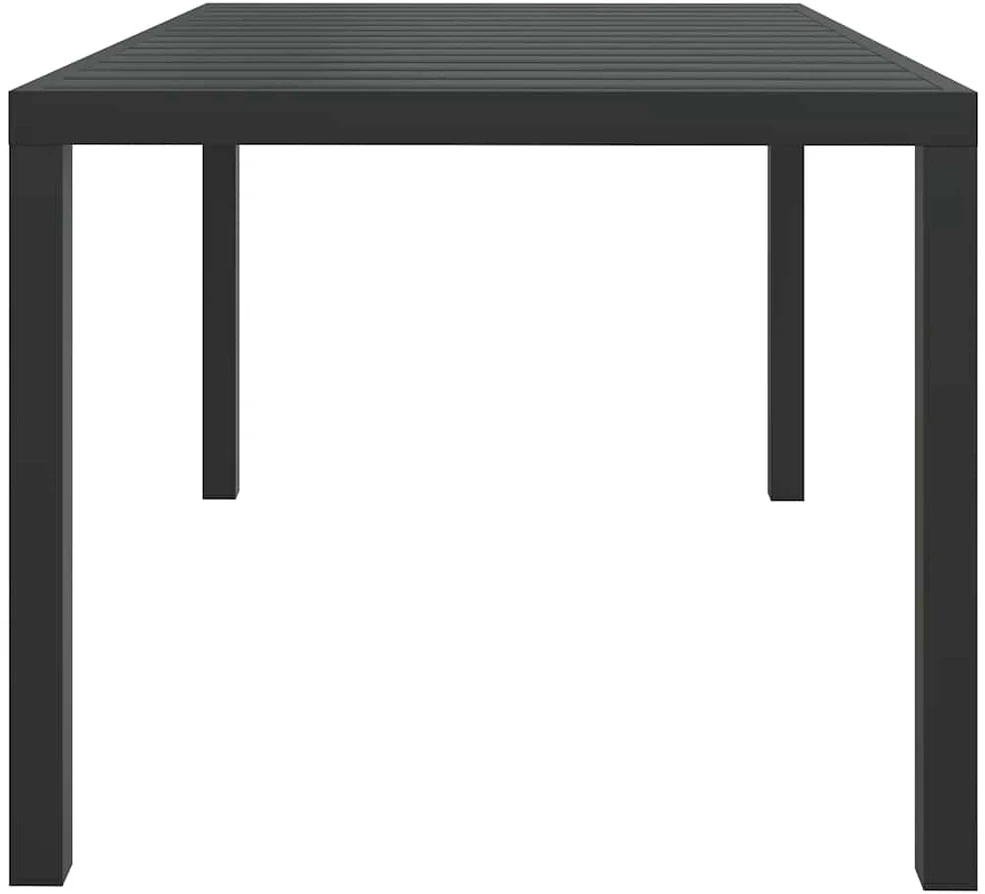 Sodo stalas, juodas, 150x90x74cm, aliuminis ir WPC