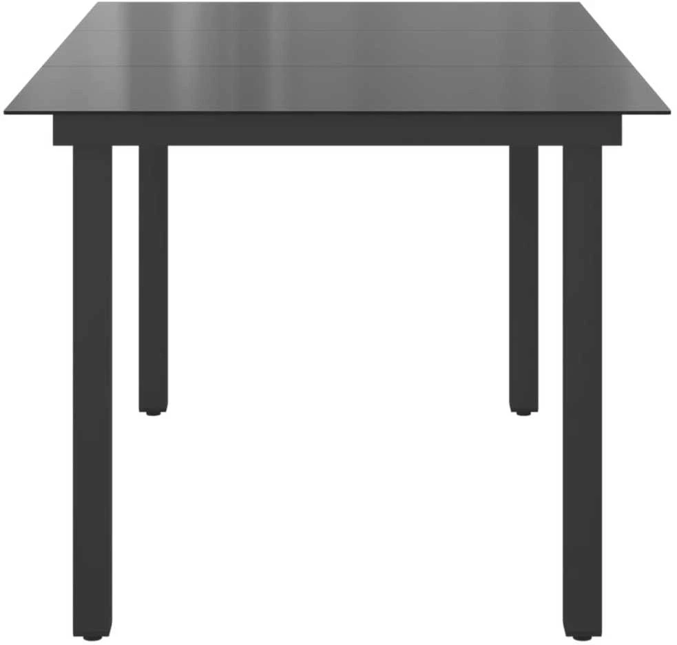 Sodo stalas, juodas, 150x90x74cm, aliuminis ir stiklas