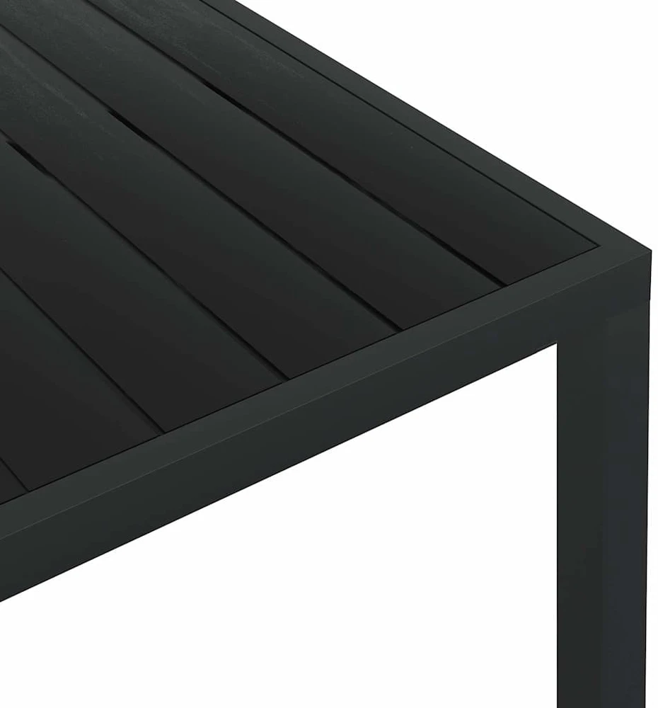 Sodo stalas, juodas, 185x90x74cm, aliuminis ir WPC