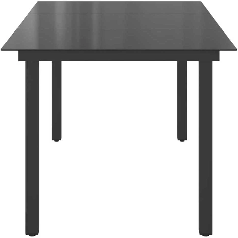 Sodo stalas, juodas, 190x90x74cm, aliuminis ir stiklas