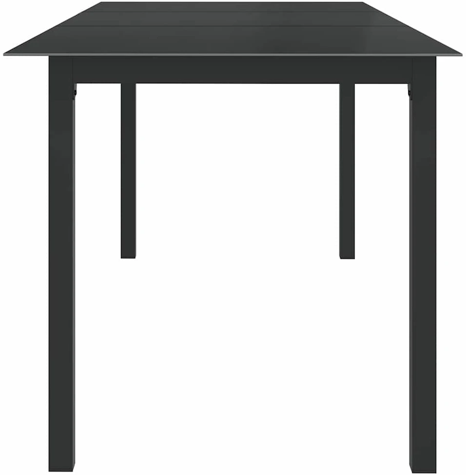 Sodo stalas, juodas, 190x90x74cm, aliuminis ir stiklas
