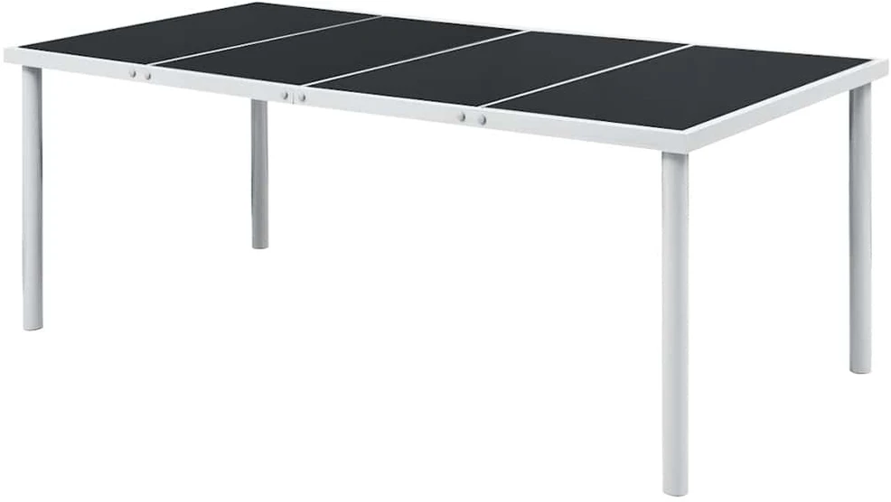 Sodo stalas, juodas, 190x90x74cm, plienas
