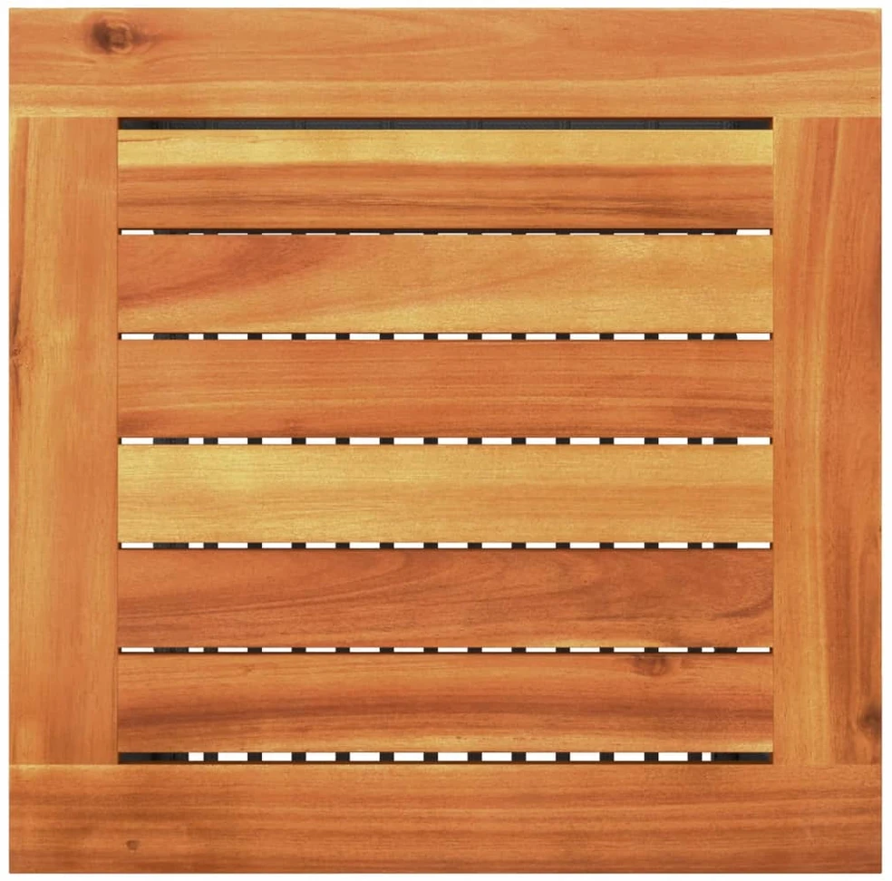 Sodo stalas, juodas, 40x40x42cm, poliratanas/akacijos mediena