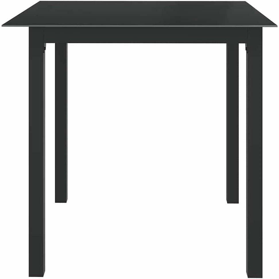 Sodo stalas, juodas, 80x80x74cm, aliuminis ir stiklas