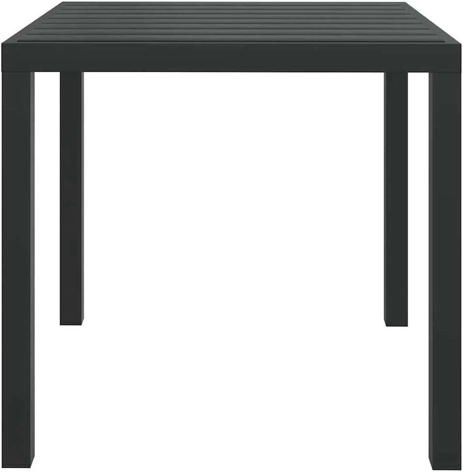 Sodo stalas, juodas, 80x80x74cm, aliuminis ir WPC