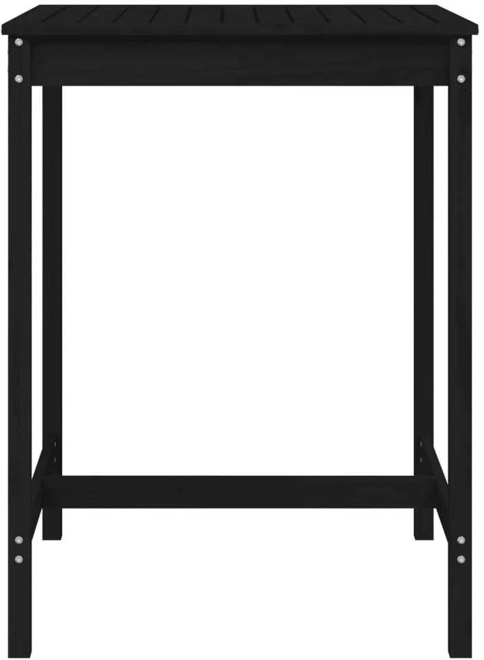 Sodo stalas, juodas, 82,5x82,5x110cm, pušies medienos masyvas