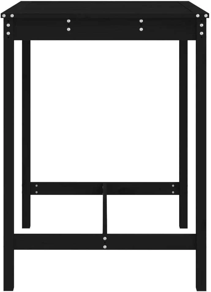 Sodo stalas, juodas, 82,5x82,5x110cm, pušies medienos masyvas