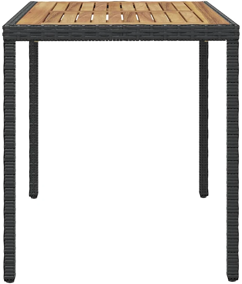 Sodo stalas, juodas ir rudas, 123x60x74cm, akacijos masyvas