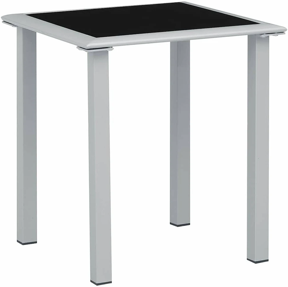 Sodo stalas, juodas/sidabrinis, 41x41x45cm, plienas ir stiklas