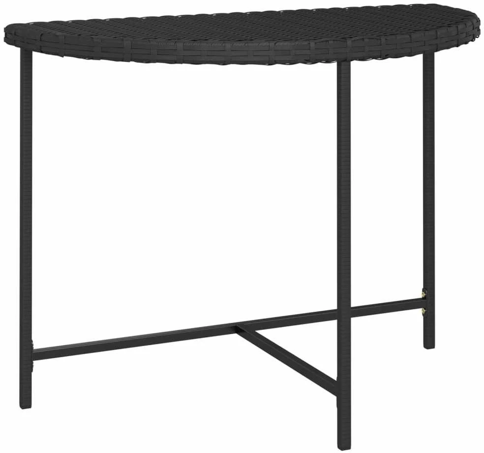 Sodo stalas, juodos spalvos, 100x50x75cm, poliratanas
