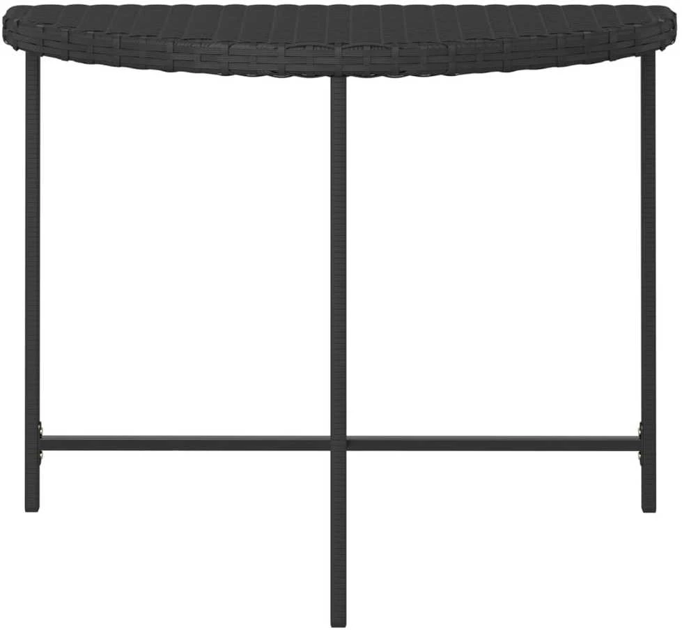 Sodo stalas, juodos spalvos, 100x50x75cm, poliratanas