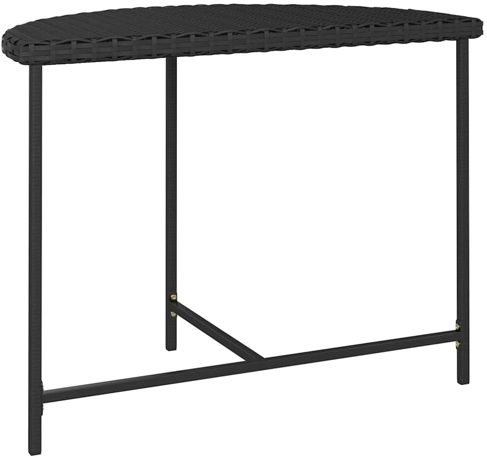 Sodo stalas, juodos spalvos, 100x50x75cm, poliratanas