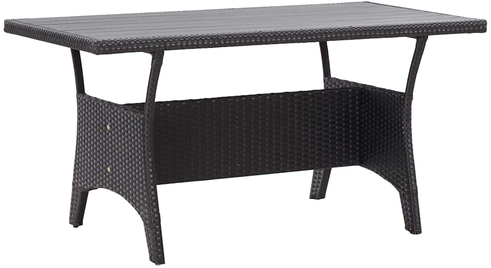 Sodo stalas, juodos spalvos, 120x70x66cm, poliratanas