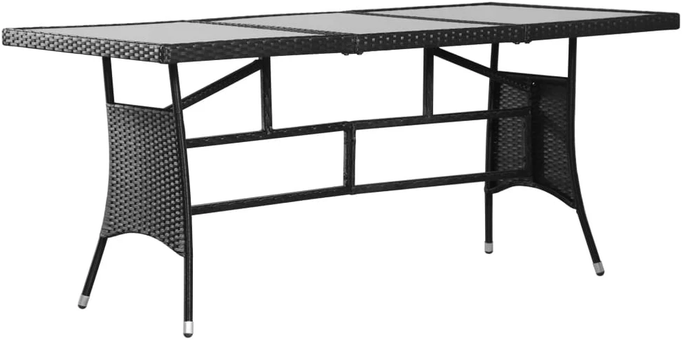 Sodo stalas, juodos spalvos, 170x80x74cm, poliratanas