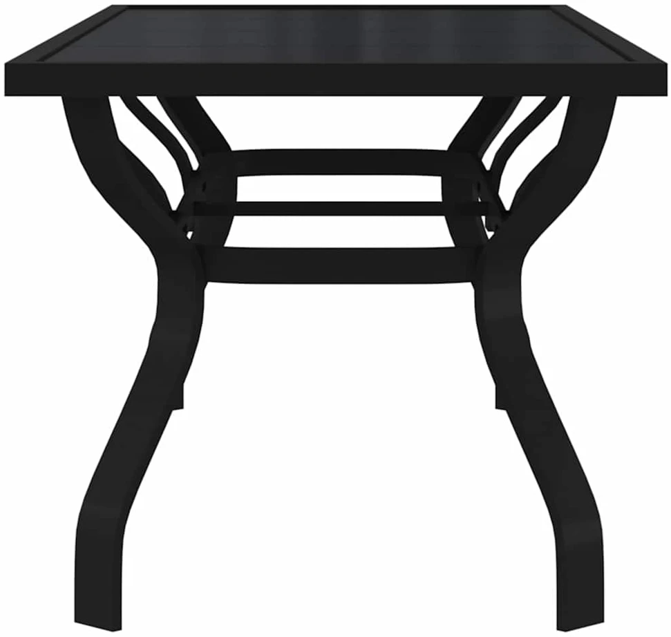 Sodo stalas, juodos spalvos, 180x80x70cm, plienas ir stiklas