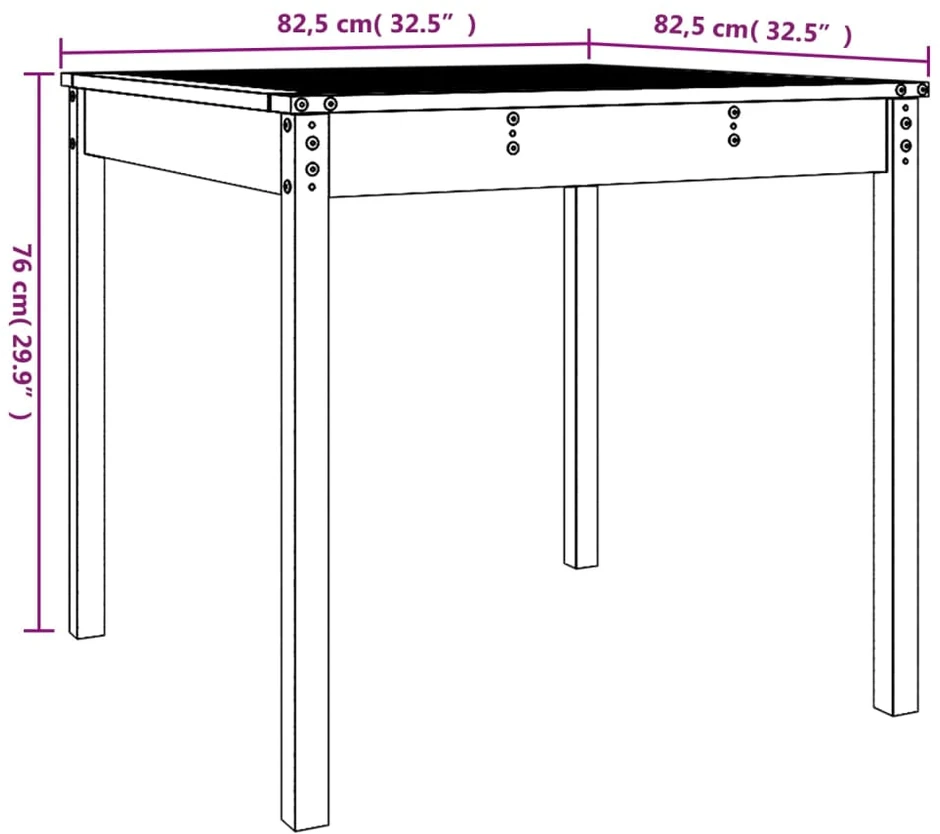 Sodo stalas, medaus rudas, 82,5x82,5x76cm, pušies masyvas