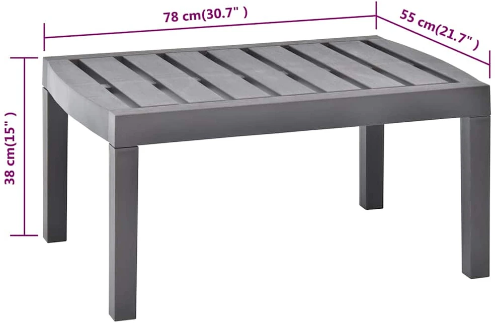 Sodo stalas, moka spalvos, 78x55x38cm, plastikas