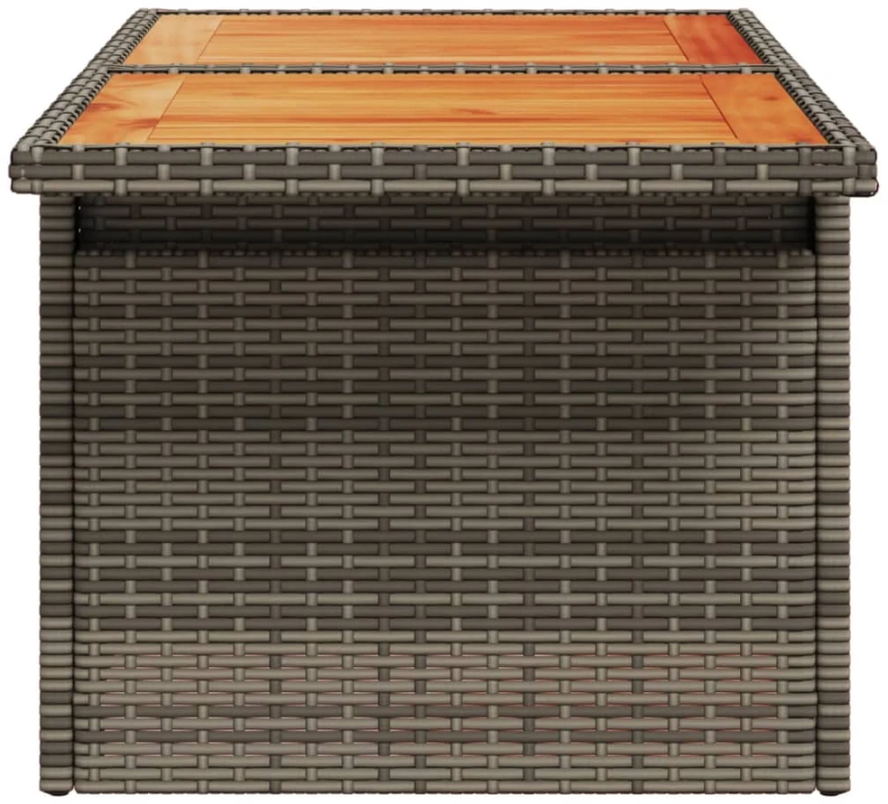 Sodo stalas, pilkas, 100x55x73cm, poliratanas/akacijos mediena