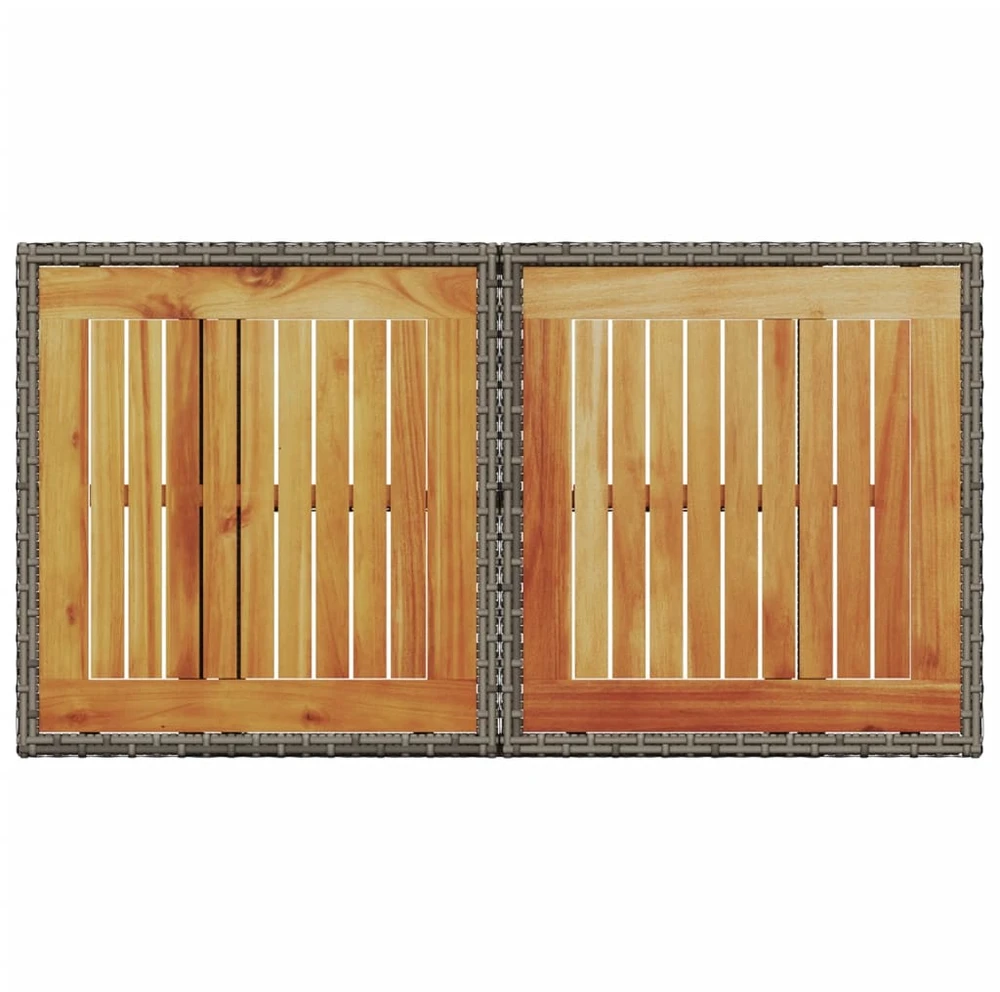 Sodo stalas, pilkas, 100x55x73cm, poliratanas/akacijos mediena