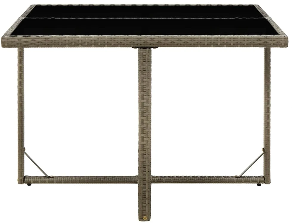 Sodo stalas, pilkas, 109x107x74cm, poliratanas ir stiklas