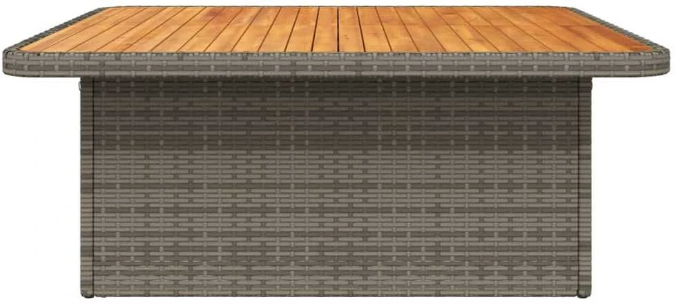 Sodo stalas, pilkas, 110x110x71cm, poliratanas/akacijos mediena