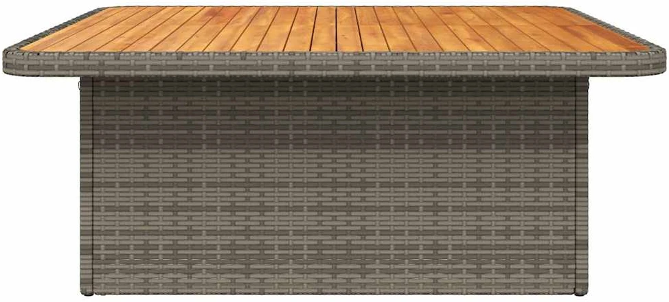 Sodo stalas, pilkas, 110x110x71cm, poliratanas/akacijos mediena