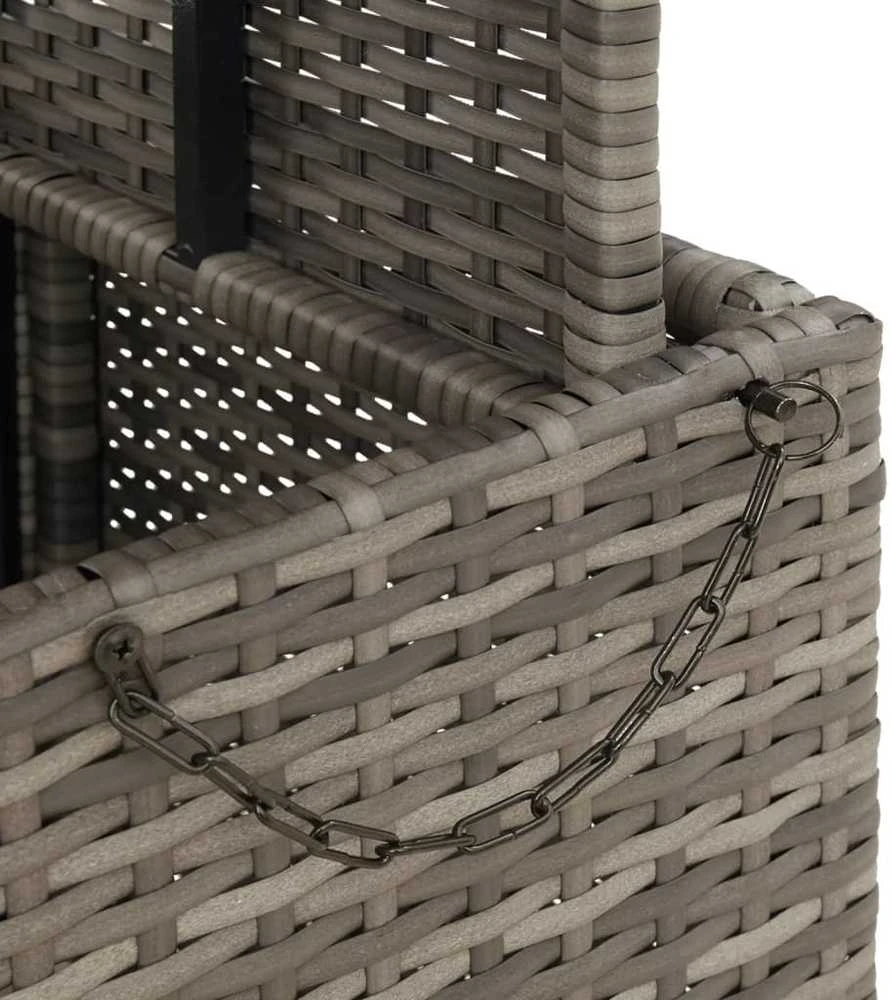 Sodo stalas, pilkas, 110x110x71cm, poliratanas/akacijos mediena