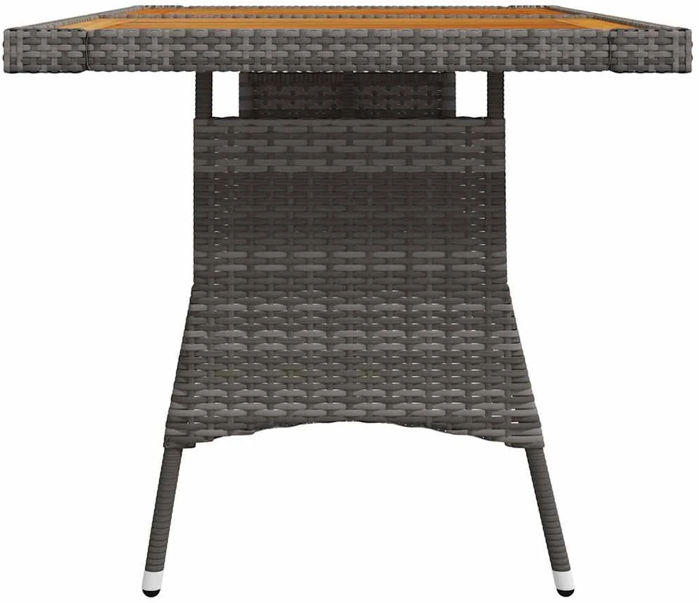 Sodo stalas, pilkas, 130x70x72cm, poliratanas ir akacija