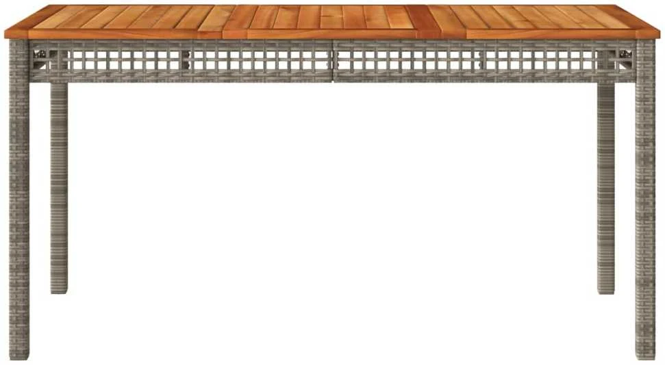 Sodo stalas, pilkas, 140x80x75cm, poliratanas ir akacija