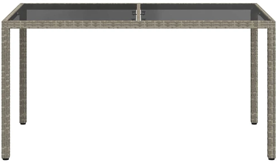 Sodo stalas, pilkas, 150x90x75cm, grūdintas stiklas/poliratanas