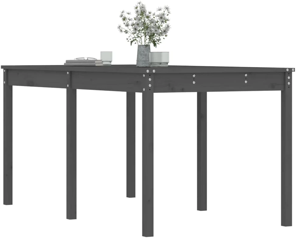Sodo stalas, pilkas, 159,5x82,5x76cm, pušies medienos masyvas