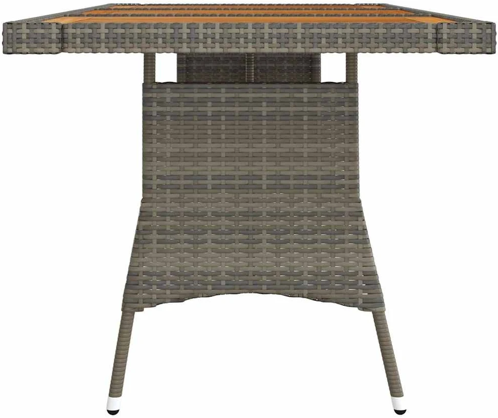 Sodo stalas, pilkas, 160x70x72cm, poliratanas ir akacija