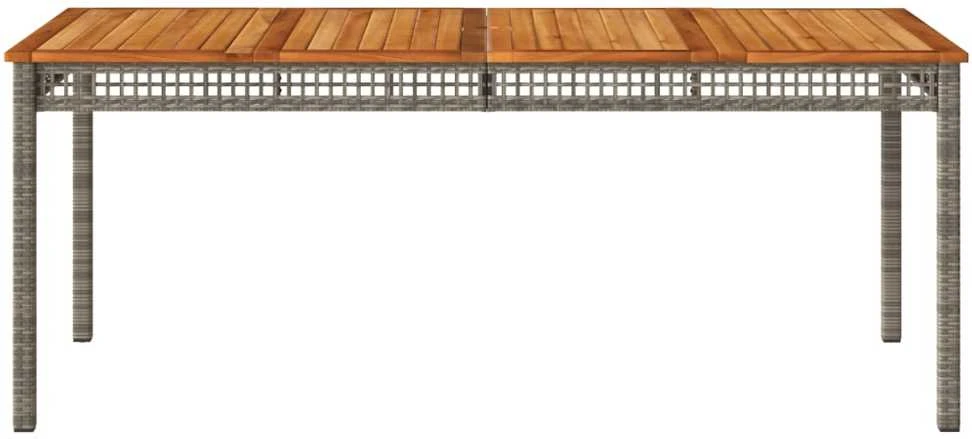 Sodo stalas, pilkas, 180x90x75cm, poliratanas ir akacija