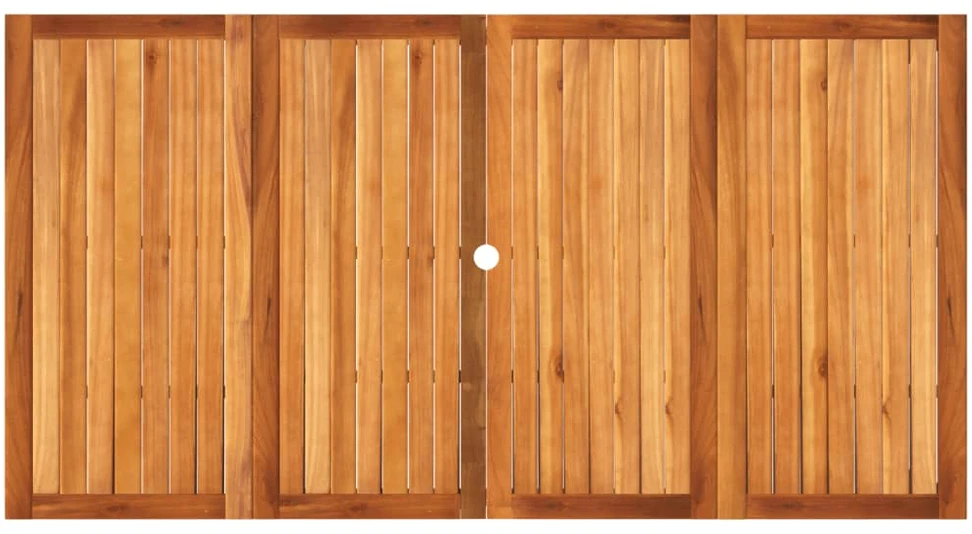 Sodo stalas, pilkas, 180x90x75cm, poliratanas ir akacija