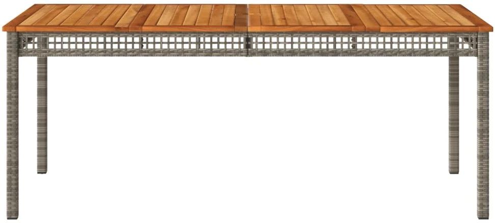 Sodo stalas, pilkas, 180x90x75cm, poliratanas ir akacija
