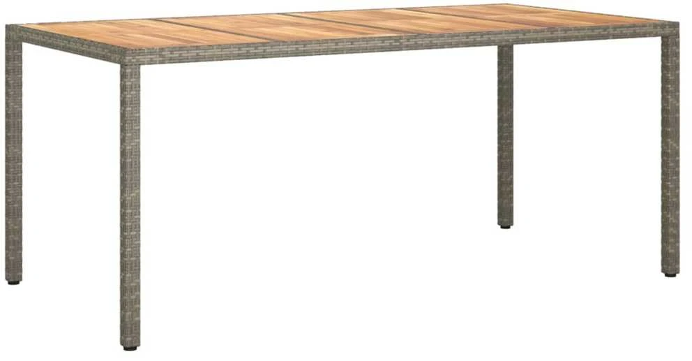 Sodo stalas, pilkas, 190x90x75cm, poliratanas ir akacija