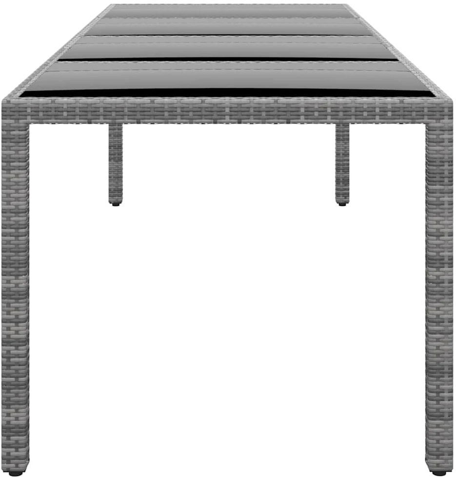 Sodo stalas, pilkas, 250x100x75cm, stiklas ir poliratanas