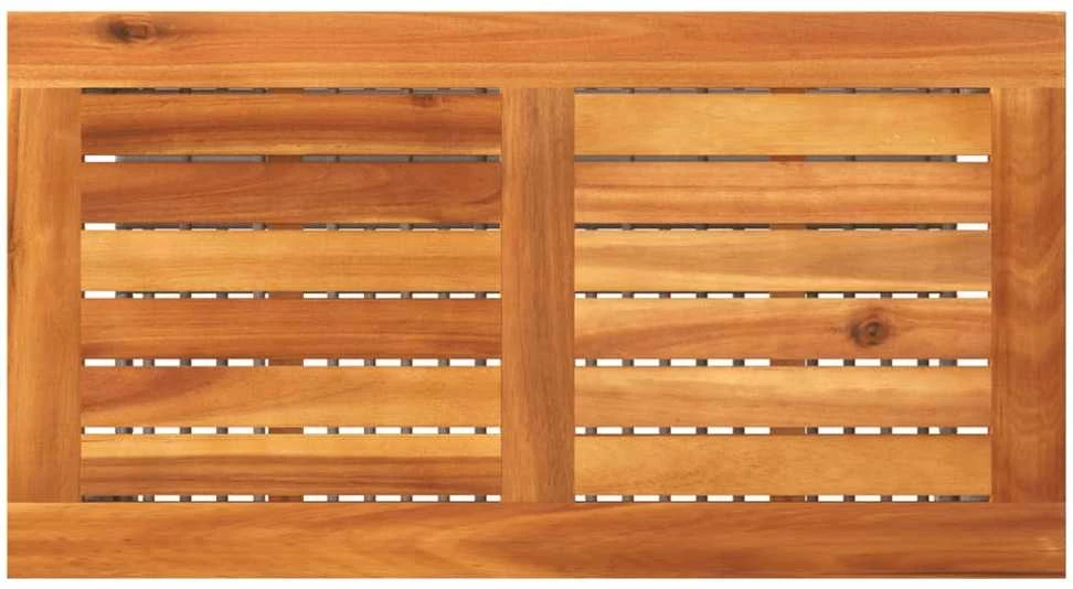 Sodo stalas, pilkas, 70x38x42cm, poliratanas/akacijos mediena