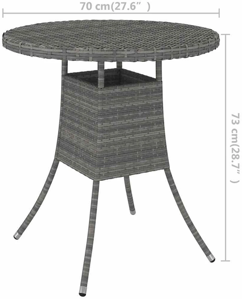 Sodo stalas, pilkas, 70x70x73cm, poliratanas