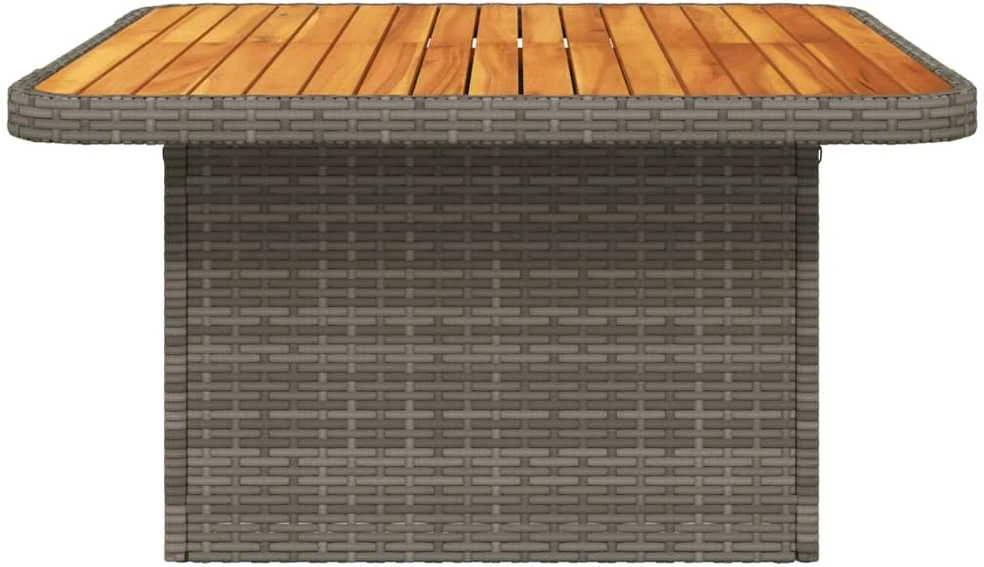 Sodo stalas, pilkas, 80x80x71cm, poliratanas/akacijos mediena