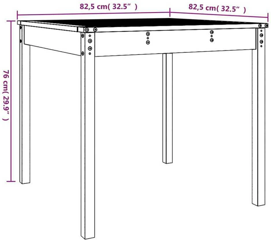 Sodo stalas, pilkas, 82,5x82,5x76cm, pušies medienos masyvas