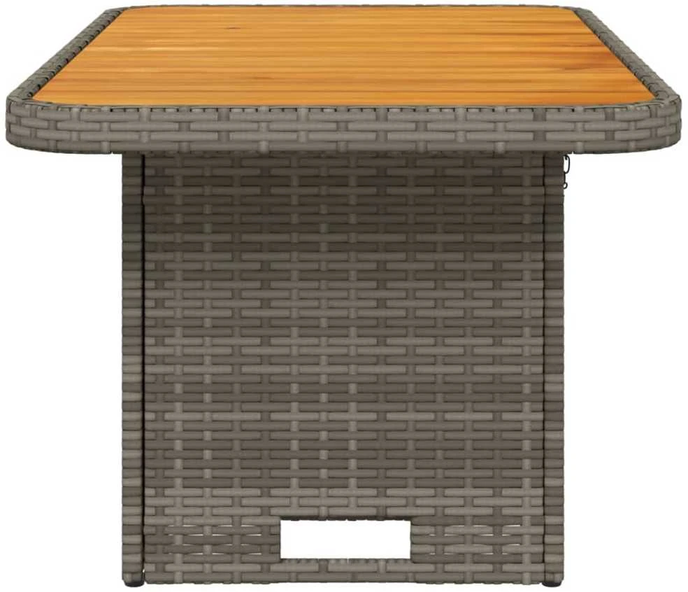 Sodo stalas, pilkas, 90x55x71cm, poliratanas/akacijos mediena