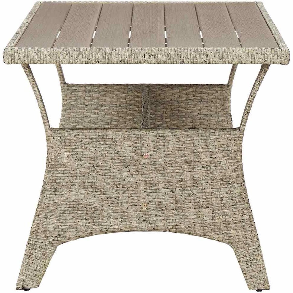 Sodo stalas, pilkos spalvos, 120x70x66cm, poliratanas