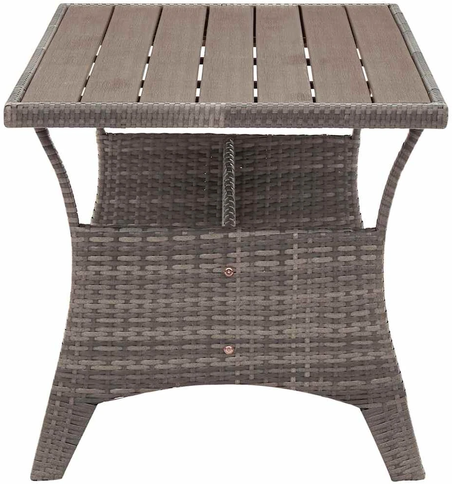 Sodo stalas, pilkos spalvos, 120x70x66cm, poliratanas