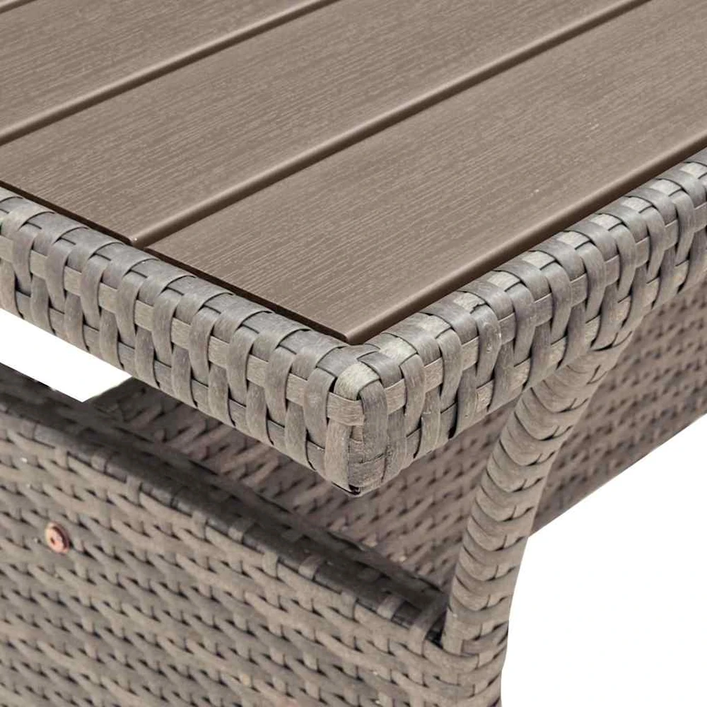 Sodo stalas, pilkos spalvos, 120x70x66cm, poliratanas
