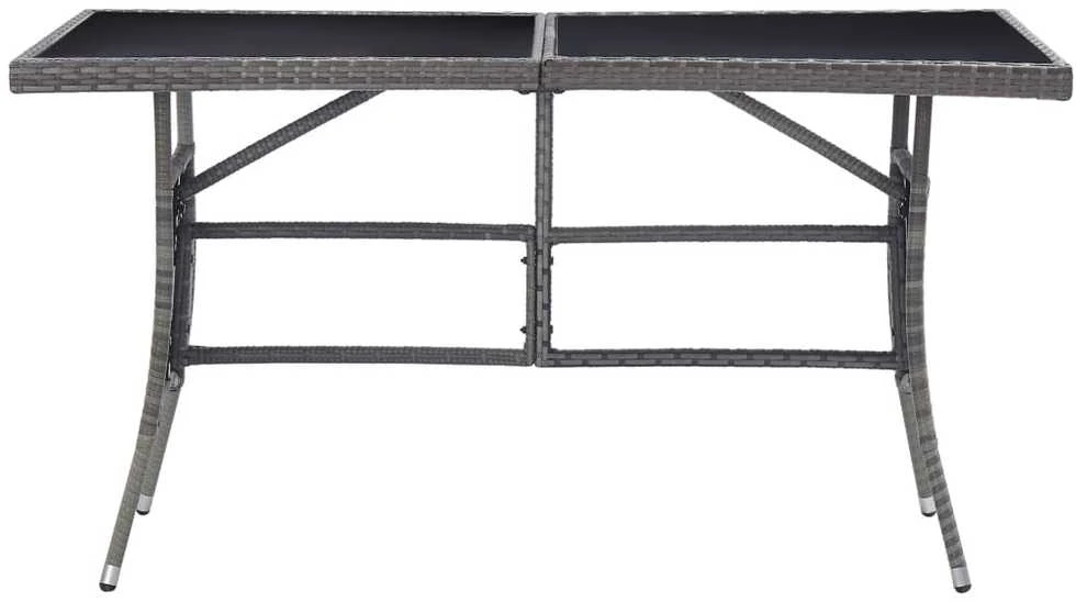 Sodo stalas, pilkos spalvos, 140x80x74cm, poliratanas