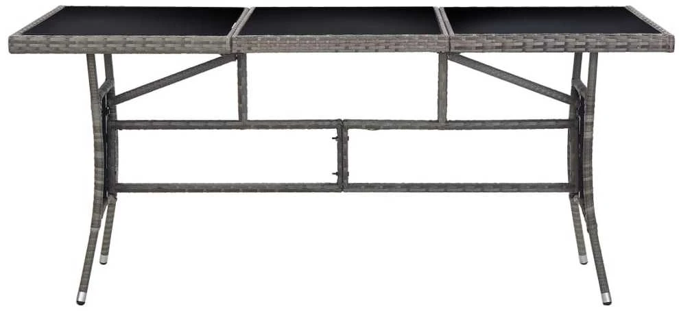 Sodo stalas, pilkos spalvos, 170x80x74cm, poliratanas