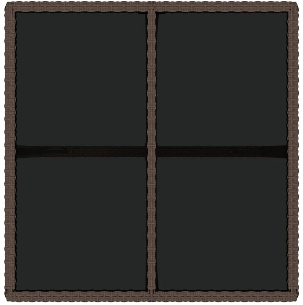 Sodo stalas, rudas, 109x107x74cm, poliratanas ir stiklas